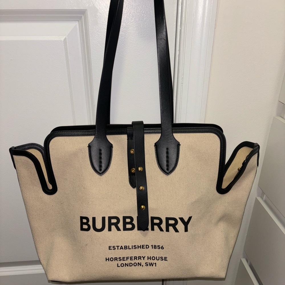 Burberry Canvas Logo Tote with pouch